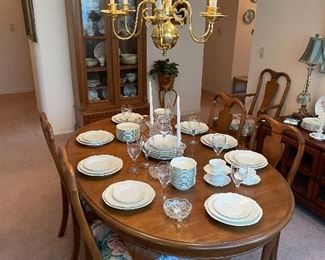 Queen Ann Walnut Table and 6 Chairs, Walnut Victorian Bookcase/ China Cabinet
