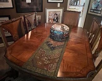 Formal dining table with 2 additional leaves. (decor is not included)  $1200