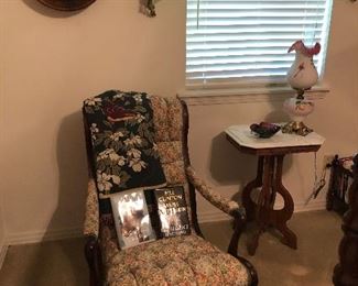 Antique Platform rocker and antique side table