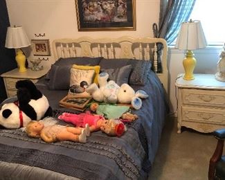 Two night stands bed for queen mattress (has a full on it)