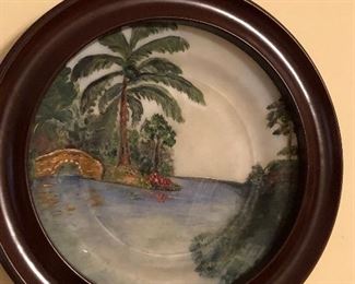 Another hand painted milk glass plate