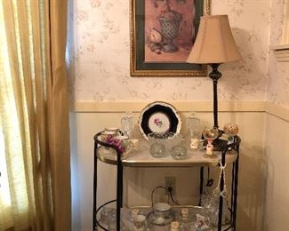 MCM tea cart iron brass stripping and Formica 