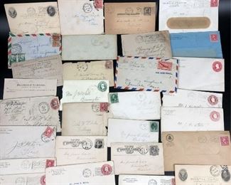 19th early 20th c Postal cards, Envelopes with stamps
