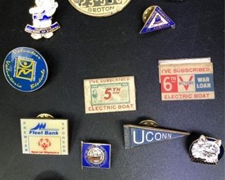 Mostly Connecticut Themed Pins including Electric Boat
