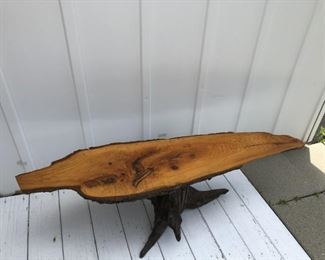 1979 Ohio River Folk Art Handmade table. Base is Driftwood from the Ohio River.