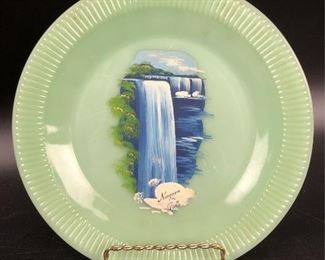 Vintage Niagara Falls Jadite Plate