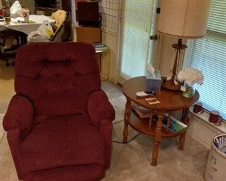 Lift Recliner and End Table