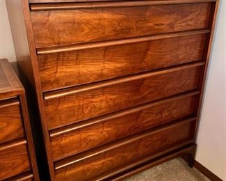 Beautiful vintage MCM Lane “Rhythm” walnut tall boy dresser.  36”W x 18 1/2”D x 43”T