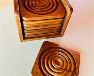 Vintage GoodWood teak coaster set