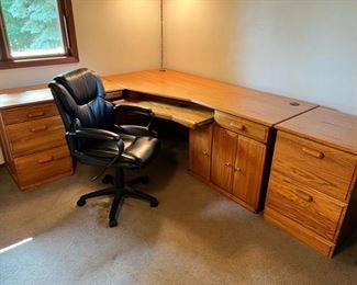 Oak Executive desk with coordinating file cabinet
