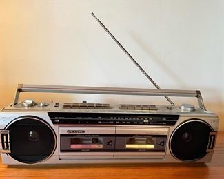Vintage Sanyo radio with dual cassette recorder