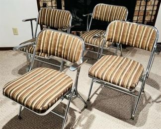 Vintage Heywood Wakefield Art Deco upholstered chrome “Theatre” chairs