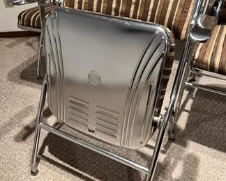 Vintage Heywood Wakefield Art Deco upholstered chrome “Theatre” chairs