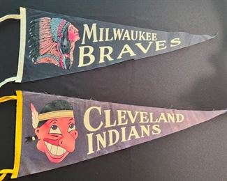 1950’s Milwaukee Braves and Cleveland Indians full size pennants