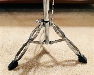 Unique and rare vintage glass top “Snare” tables. These tables are height adjustable and the spread of the legs is also adjustable