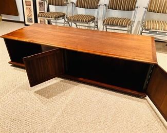 Gorgeous MCM solid walnut coffee table with storage. It measures 66”L x 26”D x 16”T