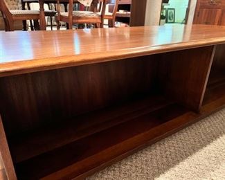 Gorgeous MCM solid walnut coffee table with storage. It measures 66”L x 26”D x 16”T