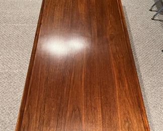 Gorgeous MCM solid walnut coffee table with storage. It measures 66”L x 26”D x 16”T
