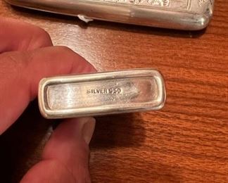 Vintage 950 Sterling Silver Cigarette Case with Matching Lighter