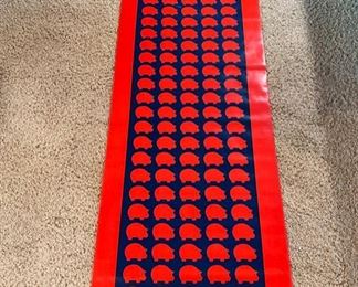 Vintage Scandinavian rubber coated floor rug. 91” Long x 27” Wide