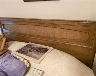Retro/MCM queen-size bed with mattress and box.