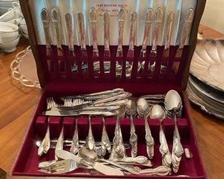 Set of silverware by 1847 Rogers Bros.: “First Love” pattern.