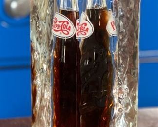 Vintage Pepsi Cola Lucite/Acrylic Encased  Bottle	9 x 3 x 3in	HxWxD
