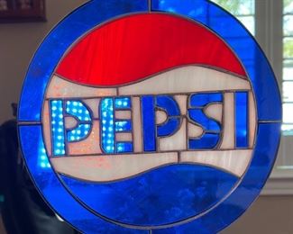 Pepsi Stained Glass Disc Sign	8in Diameter	
