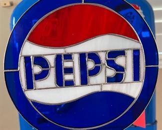 Pepsi Stained Glass Disc Sign	8in Diameter	
