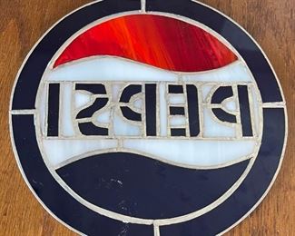 Pepsi Stained Glass Disc Sign	8in Diameter	
