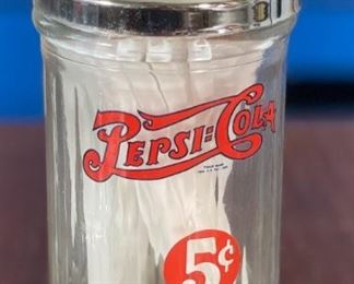 Vintage Pepsi-Cola Retro Style Short Straw Dispenser Holder	6.5in H x 3in Diameter at Base	
