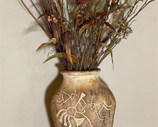 Kokopelli Pot with Branches	Pot: 16 x 11 x 4in	
