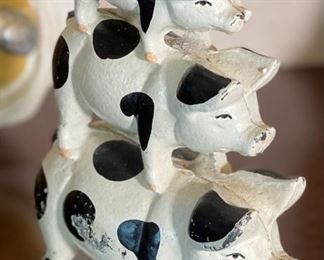 Cast Iron 3 Stacked Pigs Piggy Back Figurine	7x2.5x5in	HxWxD
