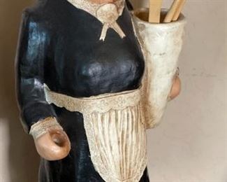Well Traveled Pig Chamber Maid Statue with Utensils	22x10x6in	HxWxD
