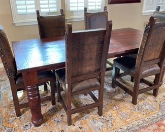 Solid Wood Rustic Dining Room Table & 6 Chairs	Table: 70x40x84in	HxWxD
