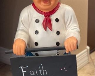 Resin Chef Statue Sign Message Board	31 x 13 x 12in	HxWxD
