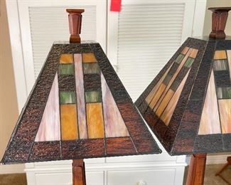 2pc Stained Glass Lamps PAIR	34 x 12 x 12in	HxWxD
