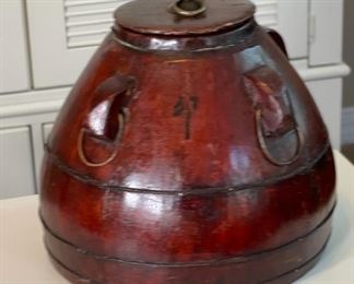 Wood Decor Lidded Vessel Asian	10 in H x 12in Diameter	
