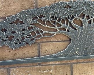 Outdoor  Cast Iron Tree Wall Decor #2 Signed	14. 5 in H x 46in W	
