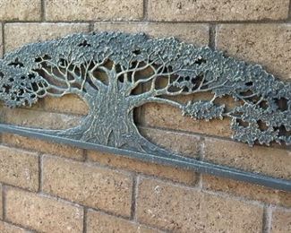 Outdoor  Cast Iron Tree Wall Decor #3  Signed	14. 5 in H x 46in W	
