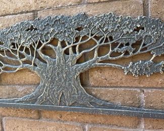 Outdoor  Cast Iron Tree Wall Decor #3  Signed	14. 5 in H x 46in W	
