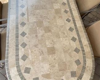 Heavy Travertine & Iron Patio Dining Table w/ 6 Chairs	Table: 29 x 42 x 84in	HxWxD
