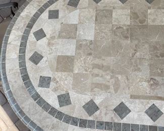 Heavy Travertine & Iron Patio Dining Table w/ 6 Chairs	Table: 29 x 42 x 84in	HxWxD
