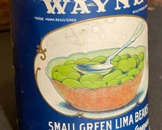 Wayne Small Green Lima Beans Antique Label	4x3.5in diameter	
