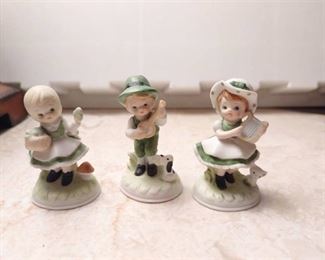 Lefton hand painted porcelain Irish doll figurine trio