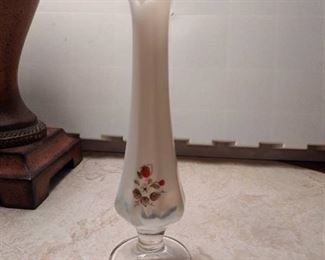 Fenton hand painted bud vase