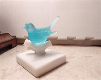 Westmoreland satin glass bird