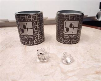 Swarovski Crystal miniature bird and swan figurines