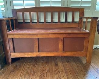 Split Seat Wooden Storage Bench