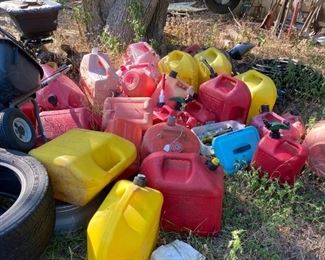 Plastic and metal gas cans